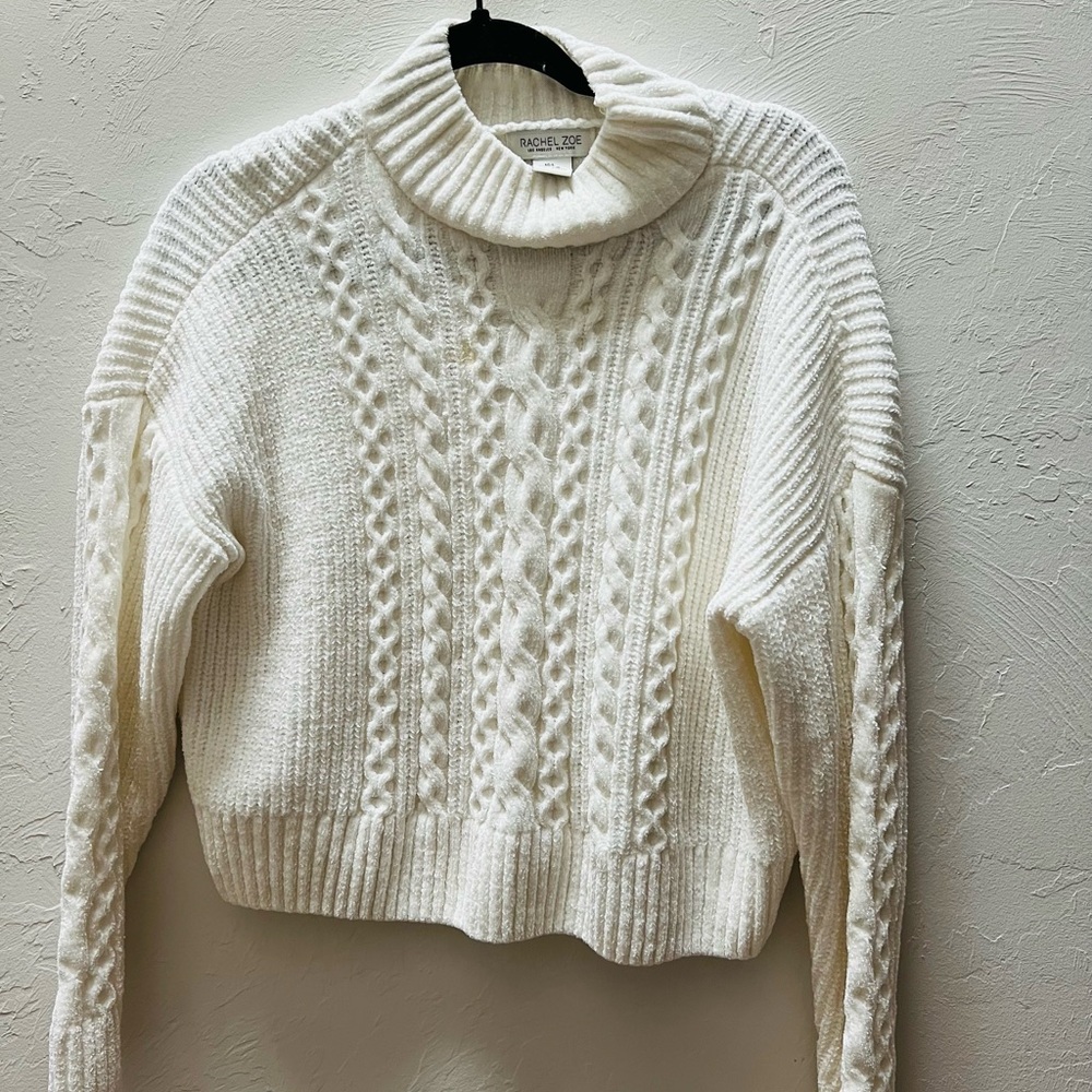 Rachel Zoe Women's White Cable Knit Sweater